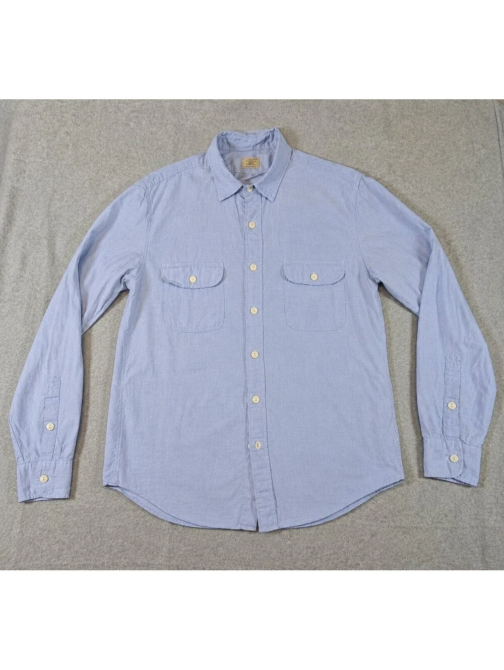 Vintage J.Crew Men’s Blue Cotton Button-Up Shirt 2-Ply Size Medium
